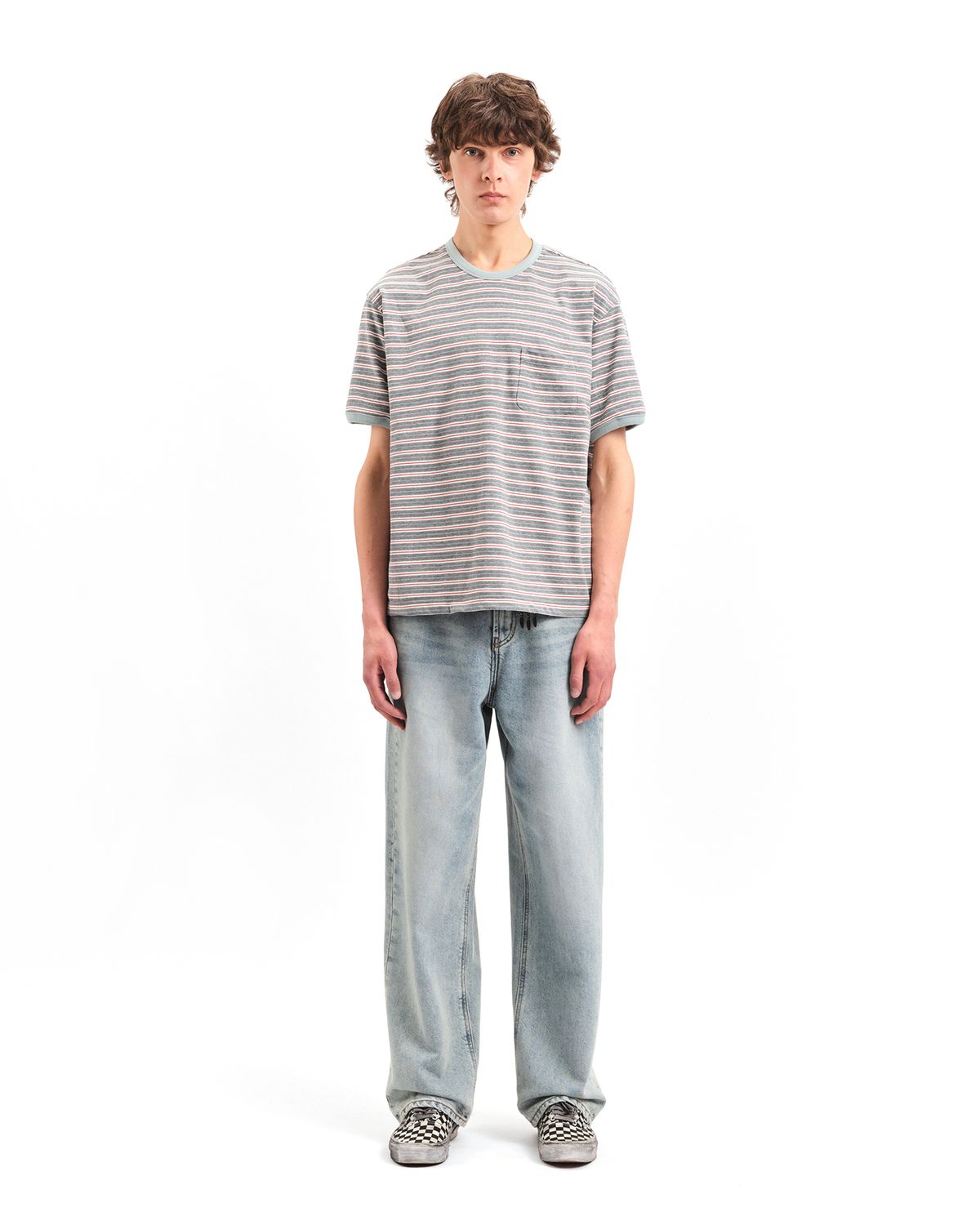 포커페이스(POKERFACE) STRIPE RINGER T-SHIRTS GREY/ MINT