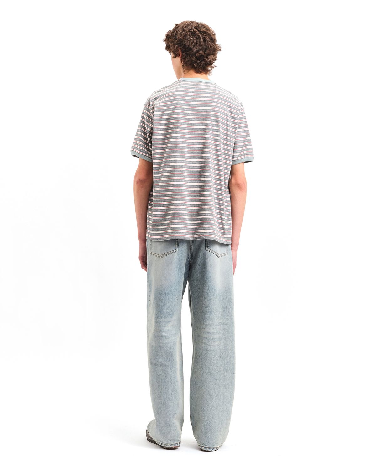 포커페이스(POKERFACE) STRIPE RINGER T-SHIRTS GREY/ MINT
