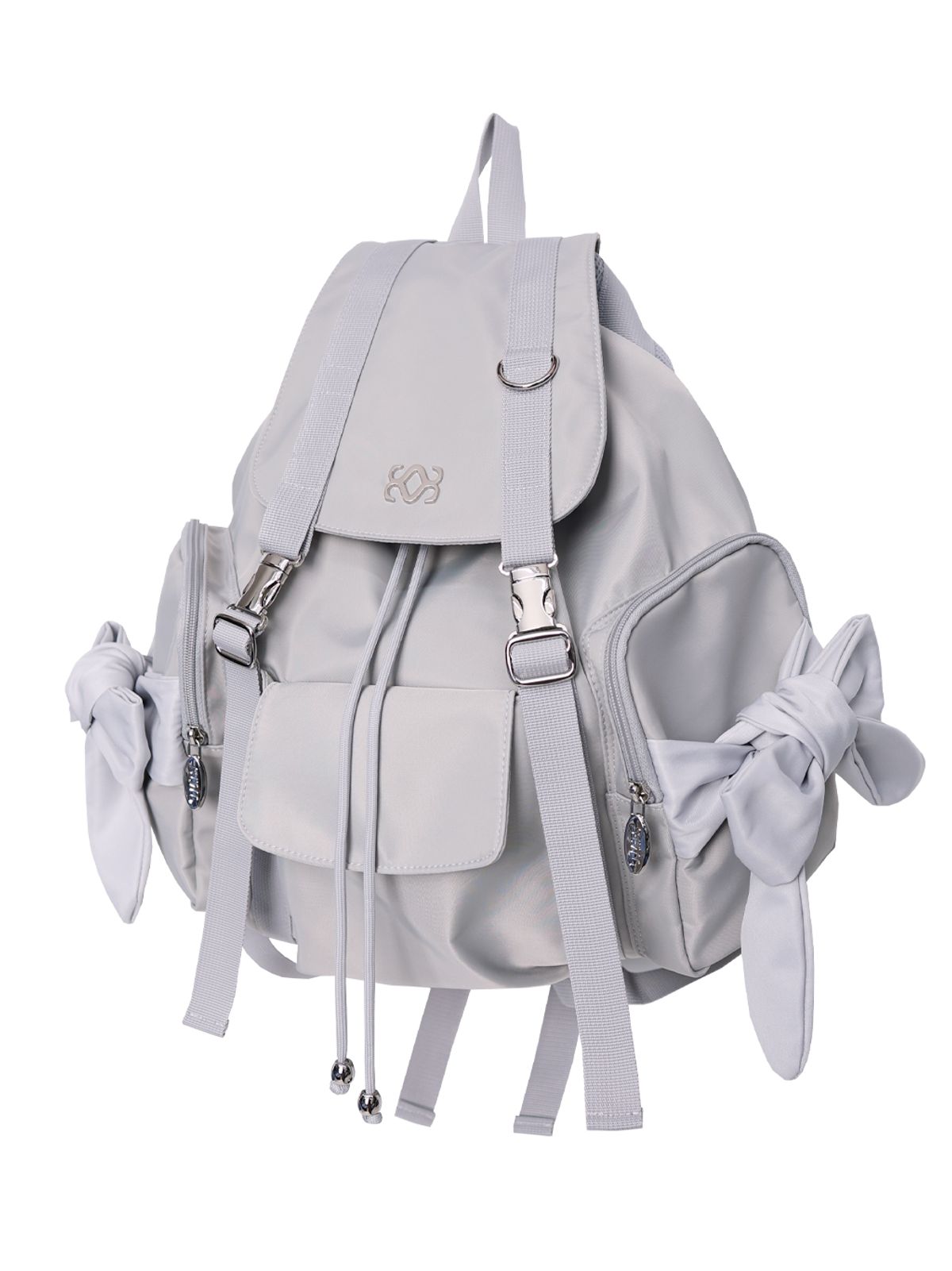 시월107(SIWL107) Bow Backpack (Light Grey)