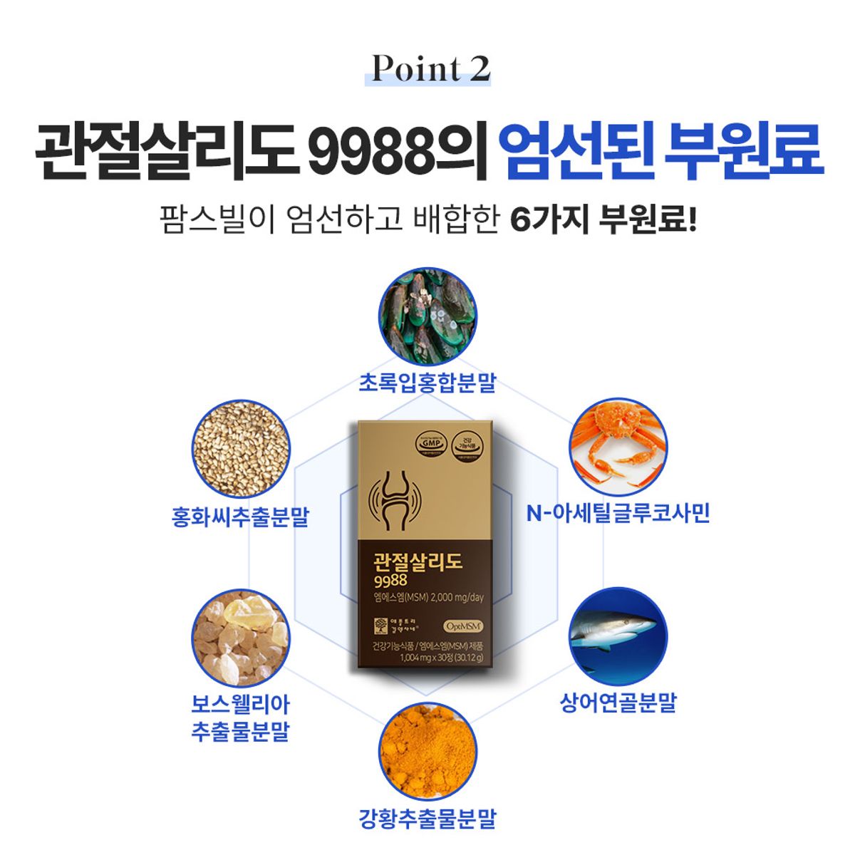 팜스빌(PHARMSVILLE) 관절살리도 9988 옵티 MSM 식이유황 6박스 3개월분