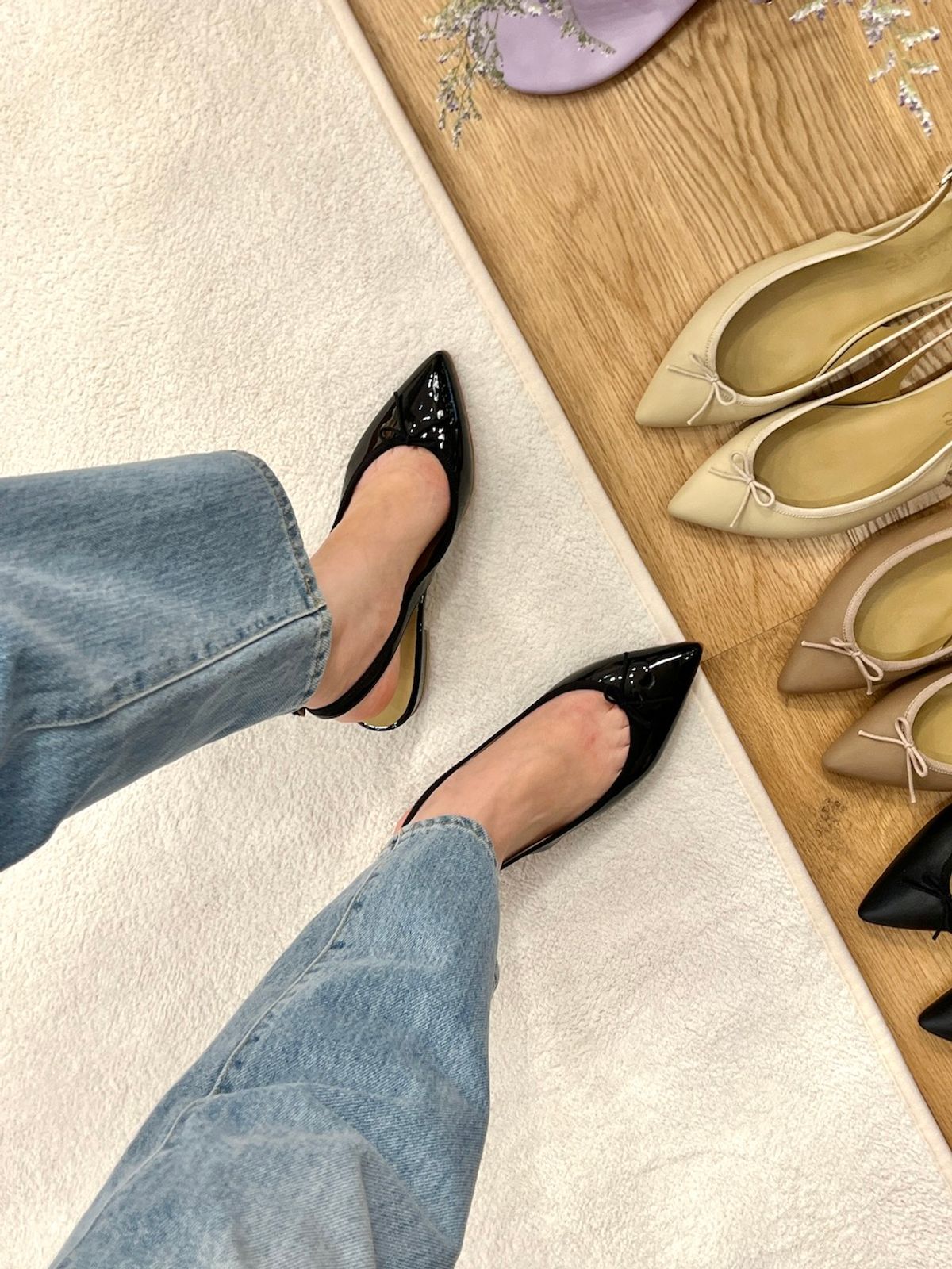 효에이브(HYOAVE) 시에나 슬링백 플랫 - 페이던트 블랙