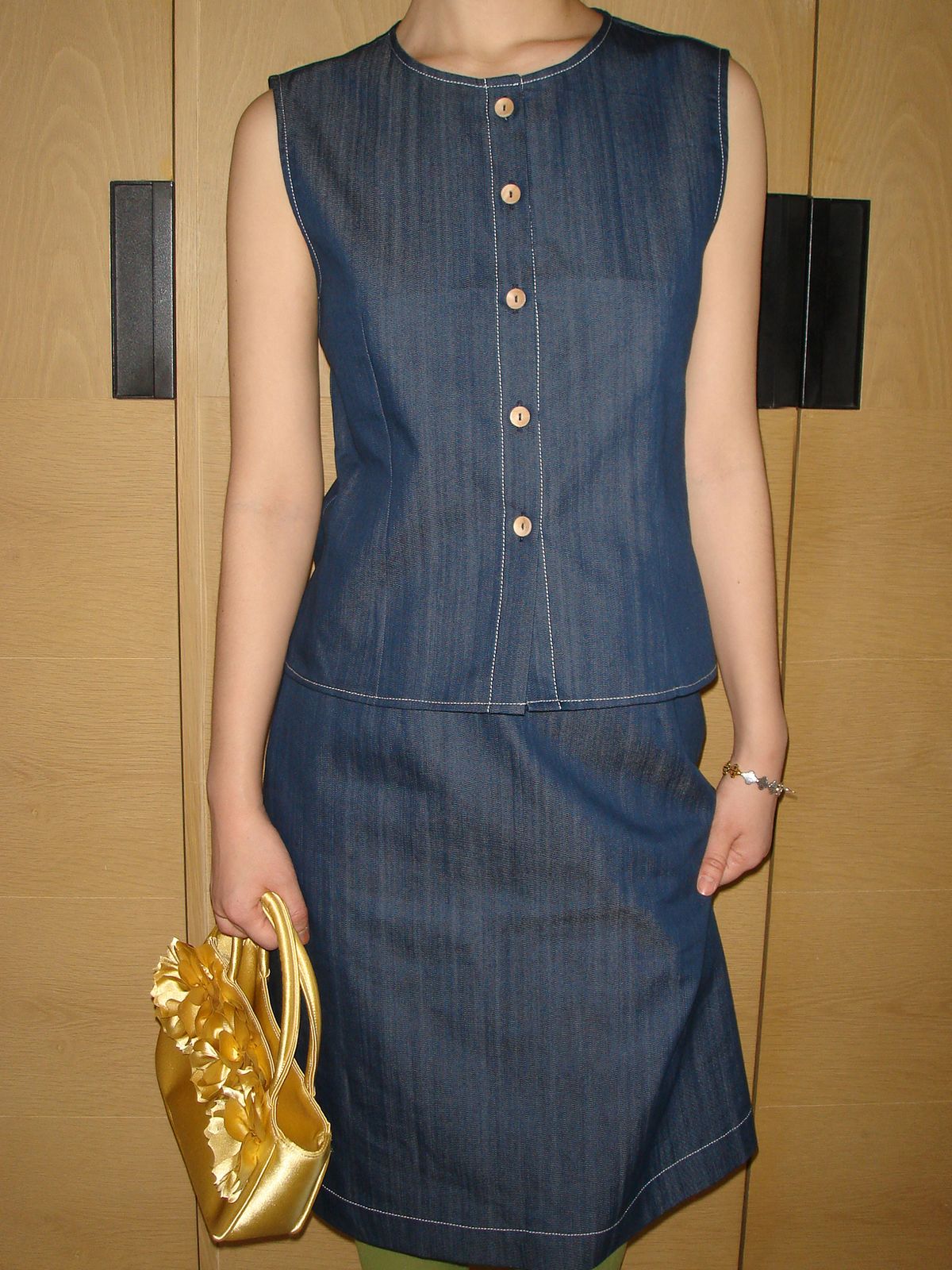 마조네(MA JOURNEE) DENIM SLEEVELESS SHIRT_BLUE