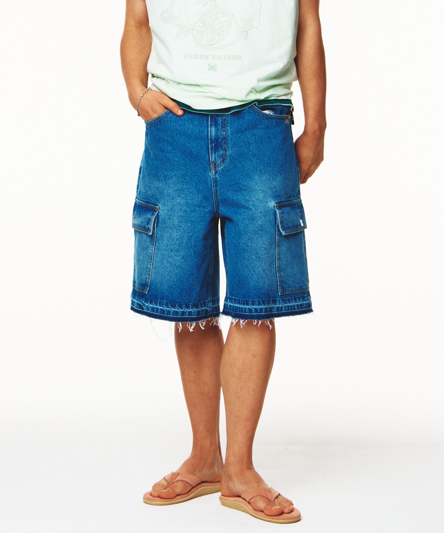 【SATUR】 Cargo Bermuda Denim Shorts /追跡付 MUSINSA | SATUR Cargo Bermuda Denim Shorts Blue