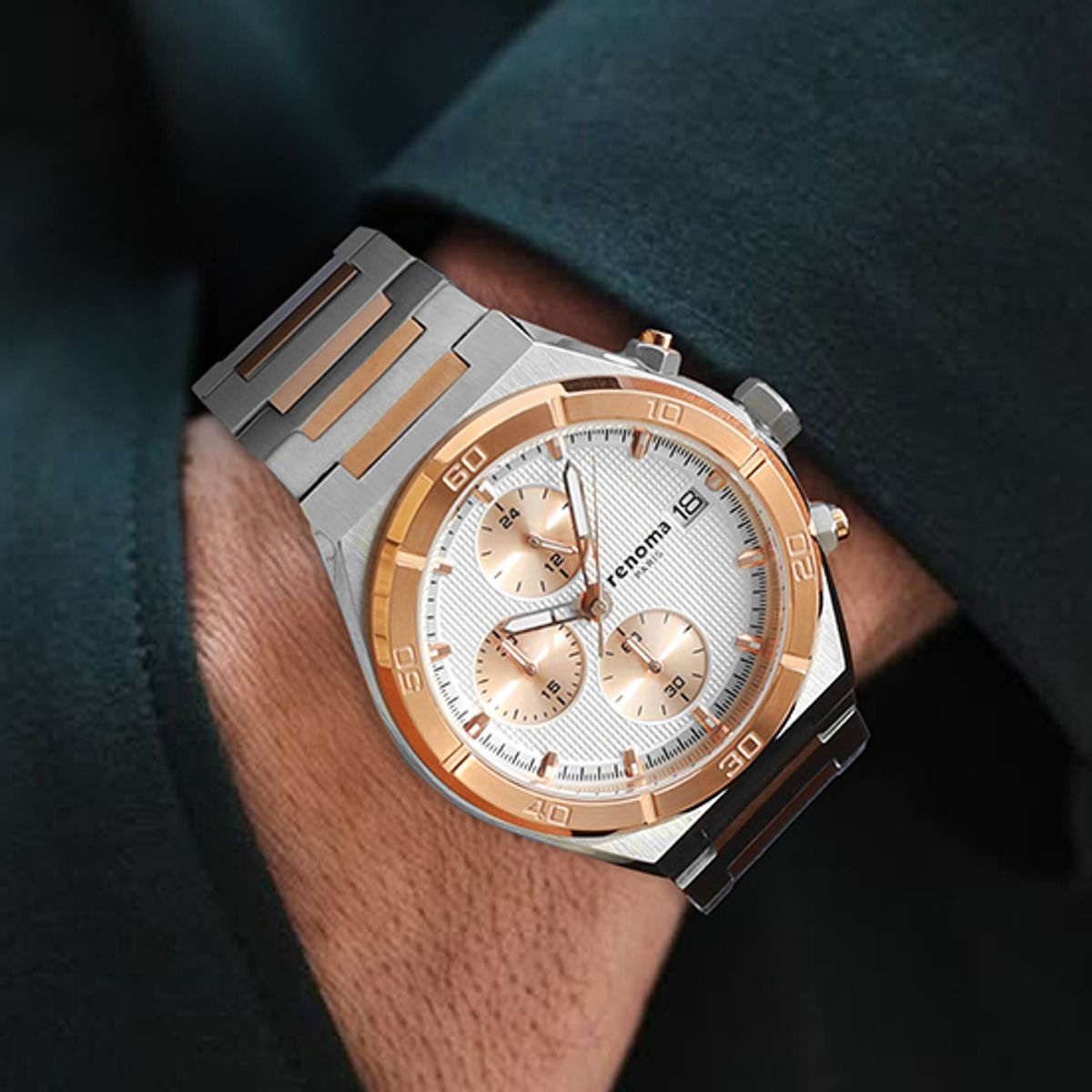 레노마 시계(RENOMA WATCH) 레노마 RE2504RCSV 남성 메탈크로노그래프시계 로즈골드실버
