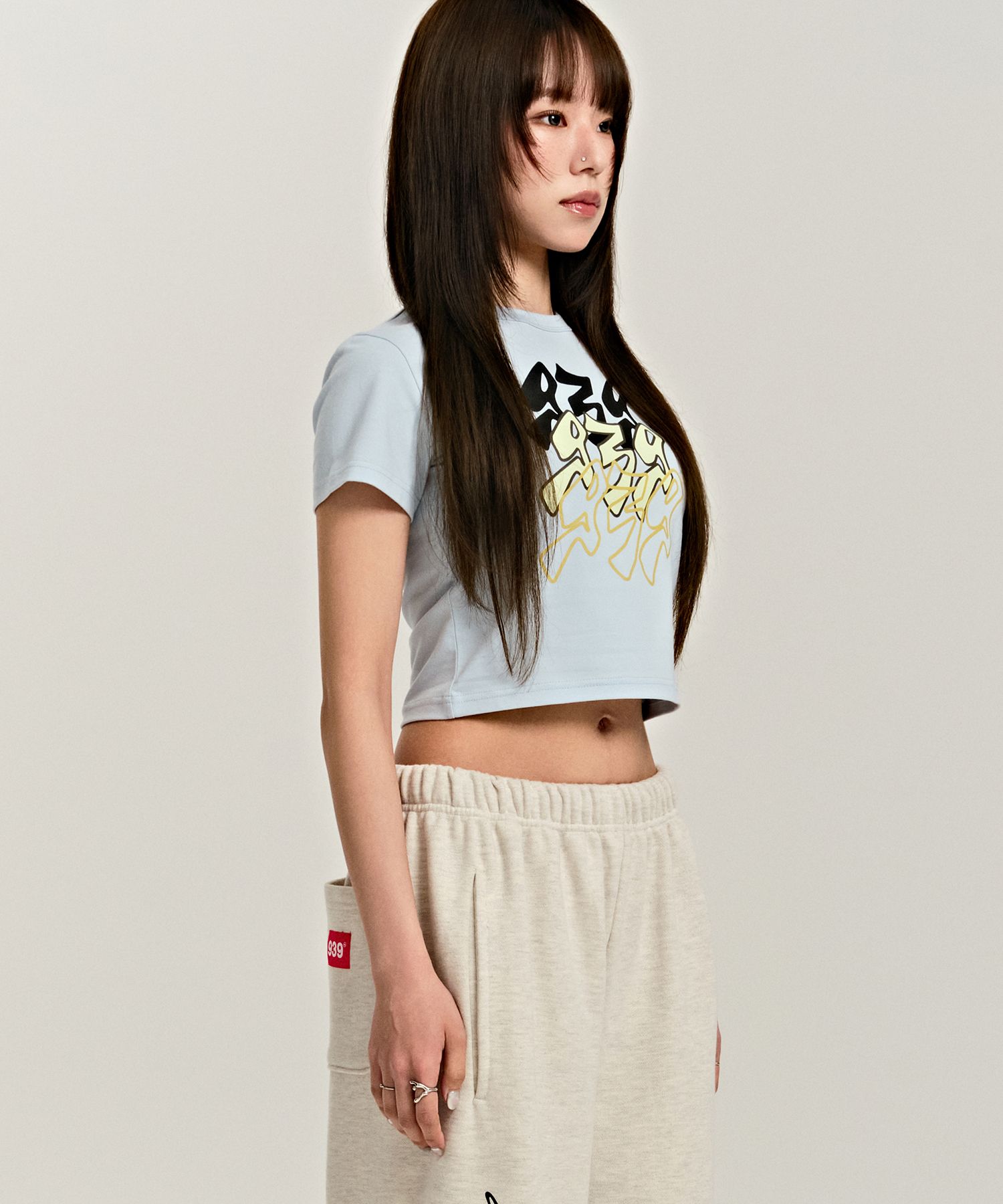 ◆ARCHIVE BOLD◆ 939 LOGO CROP TOP SKY BLUE AB21FATT008SB 939 LOGO CROP TOP (SKY BLUE) - ARCHIVE BOLD | 60% - Asian