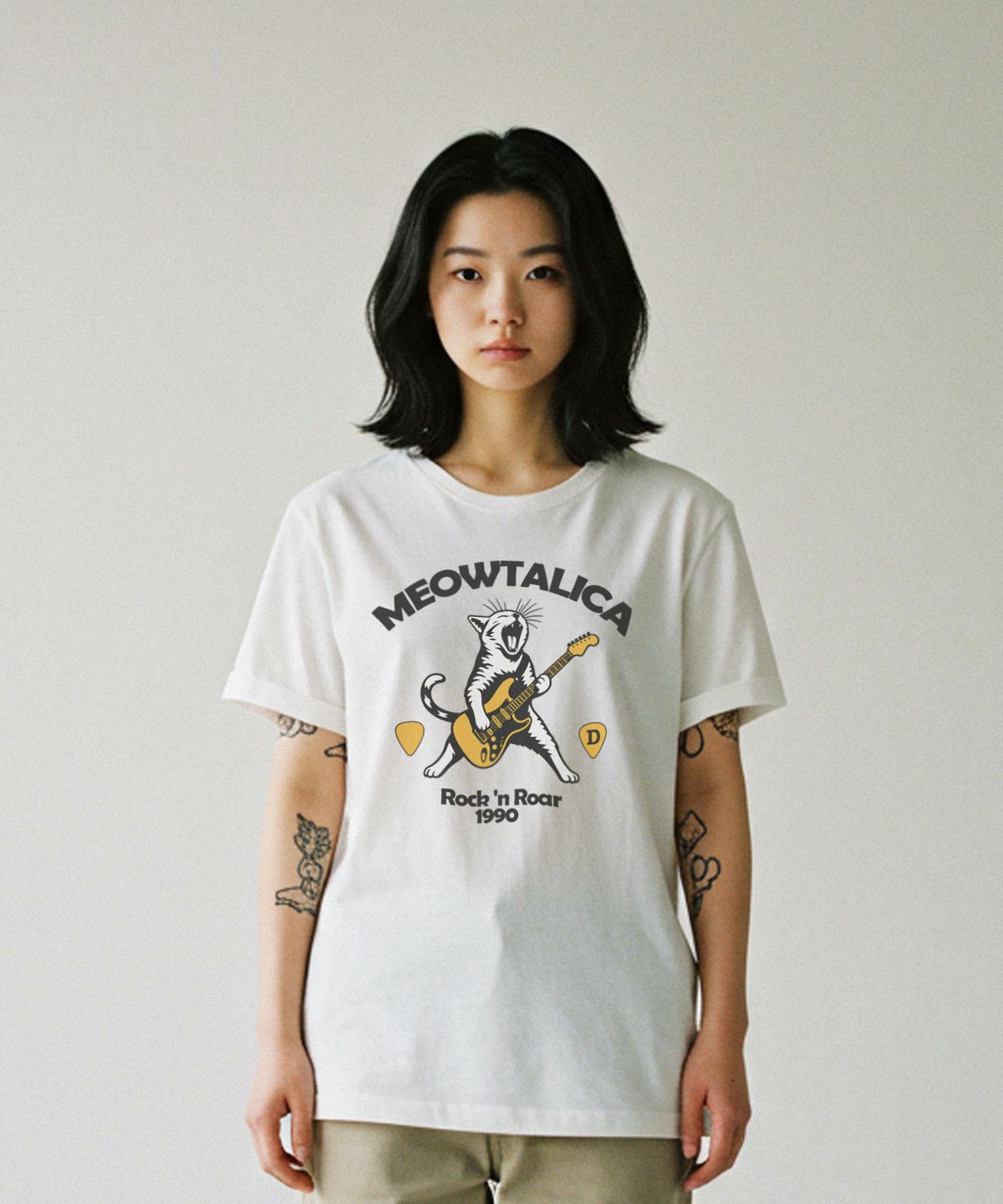 드리프트아웃(DRIFTOUT) 뮤탈리카 락앤롤 캣 반팔 티셔츠 (3color)