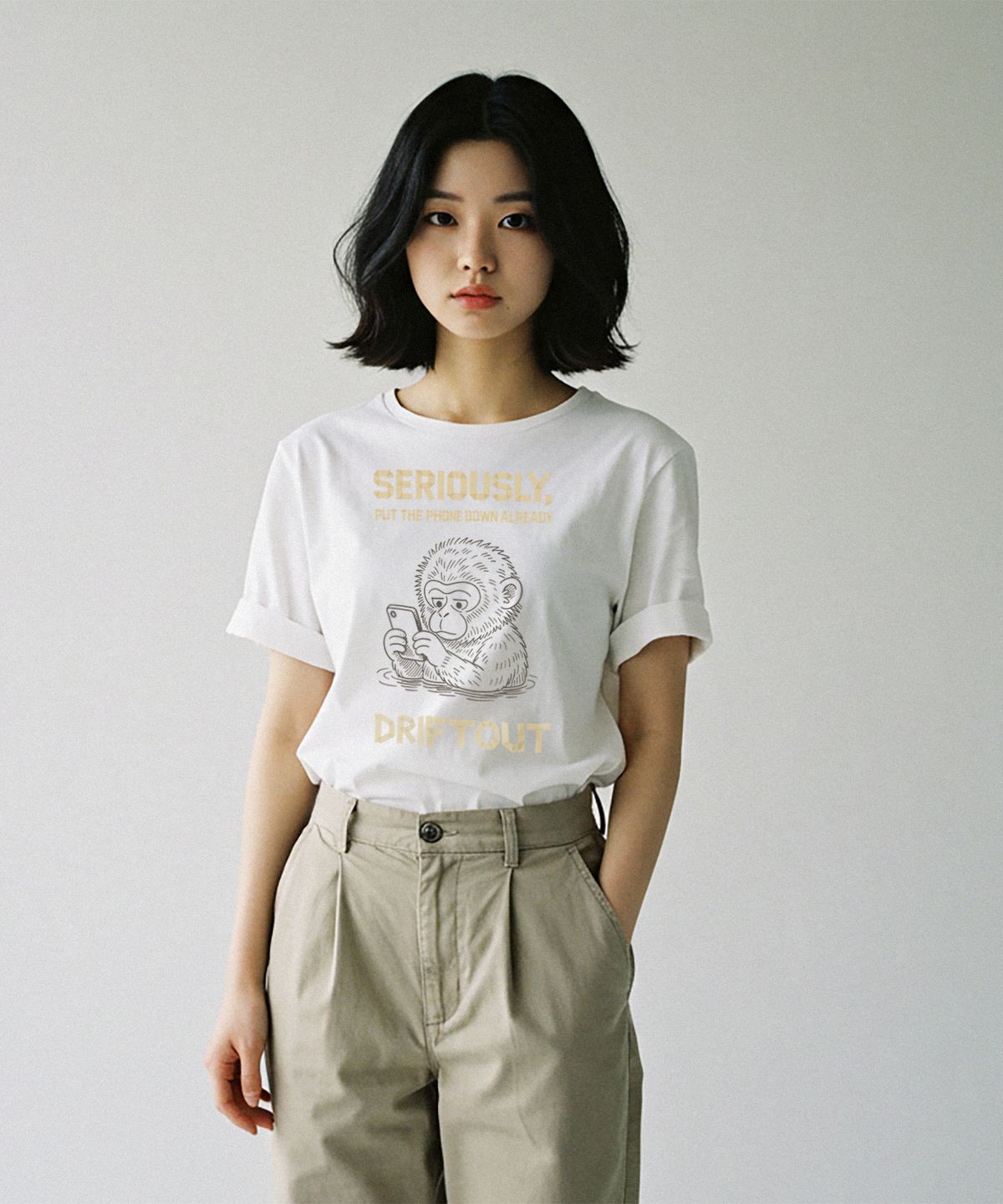드리프트아웃(DRIFTOUT) 풋 더 폰 다운 반팔 티셔츠 (3color)