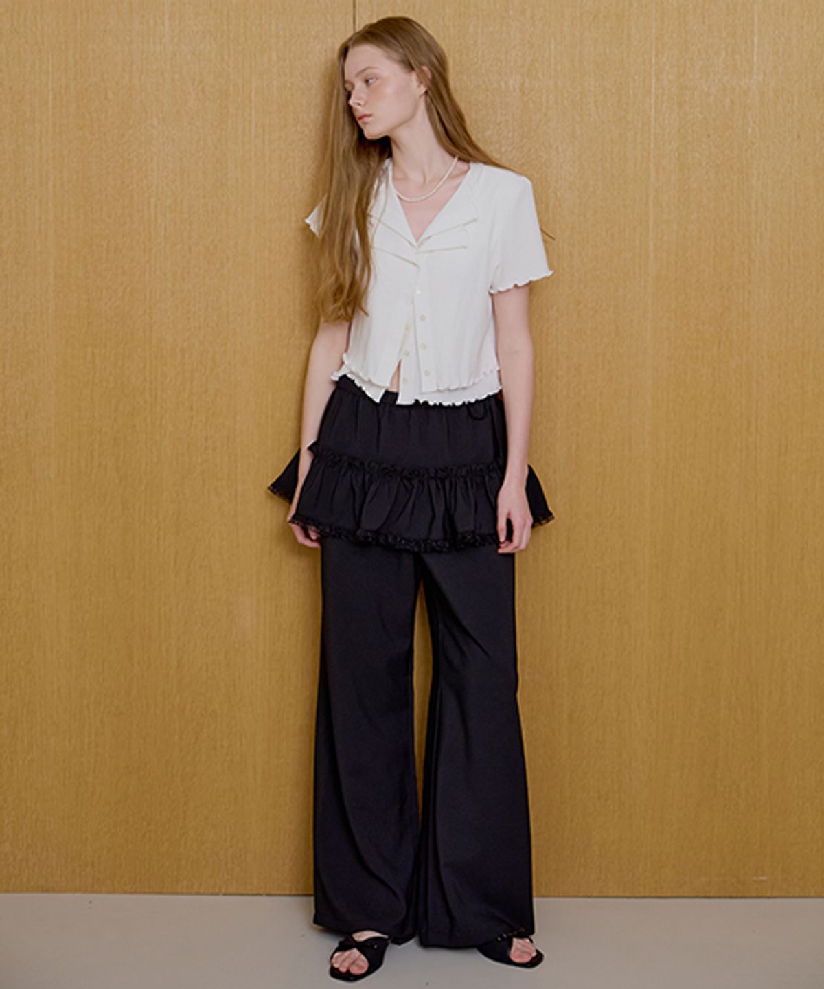 모어댄라이크(MORE THAN LIKE) BANDING SKIRT PANTS - BLACK
