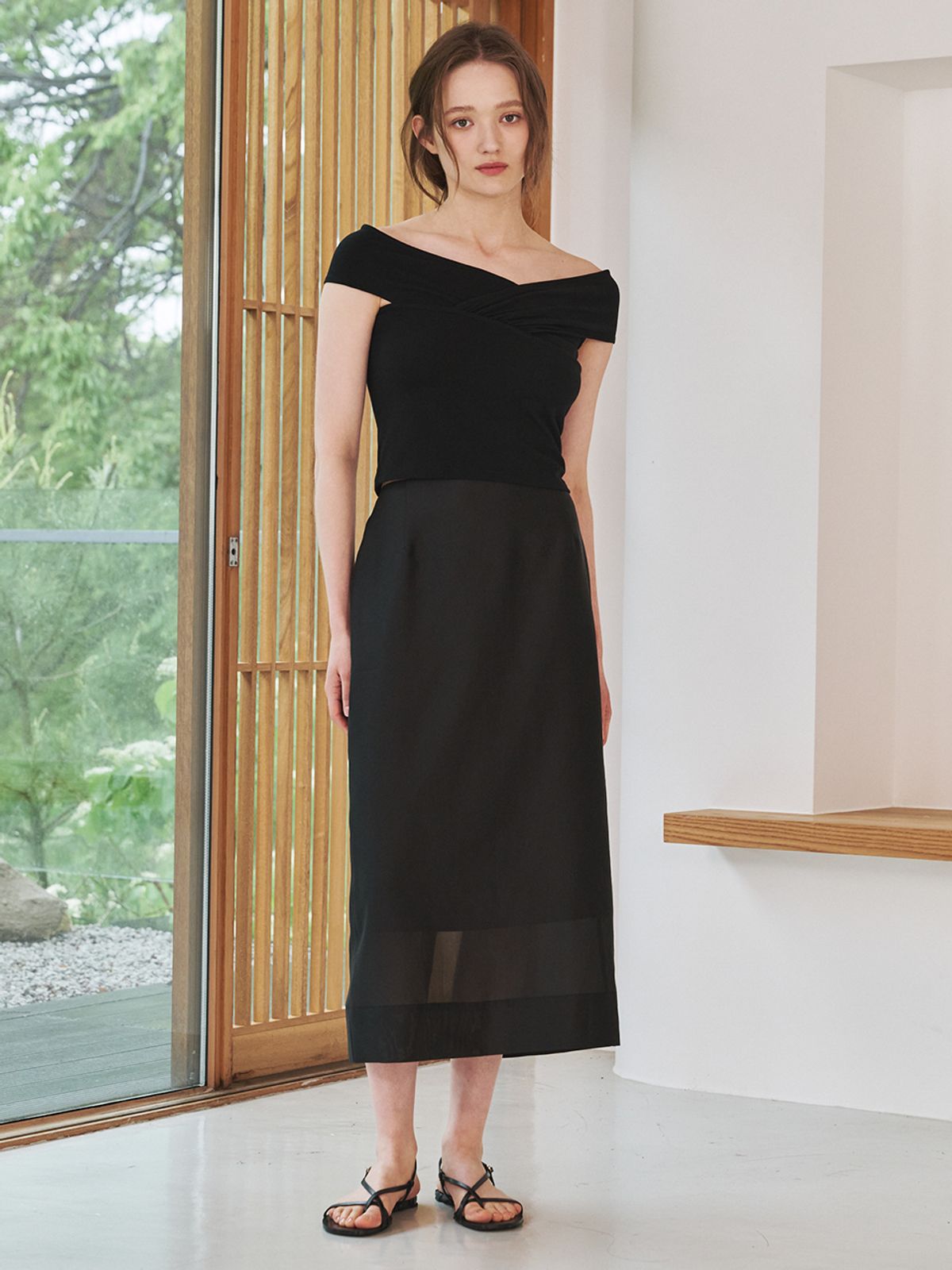 누브(NOUVE) 시스루 레이어드 스커트 - 블랙 / See -Through Layered Skirt - Black
