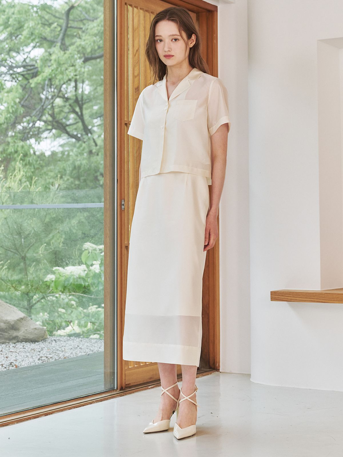 누브(NOUVE) 시스루 레이어드 스커트 - 크림 / See -Through Layered Skirt - Cream