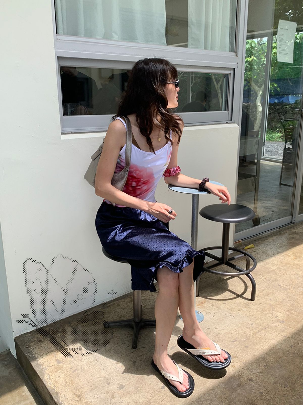 마조네(MA JOURNEE) FRILL LAYERED MIDI/LONG SKIRT_NAVY