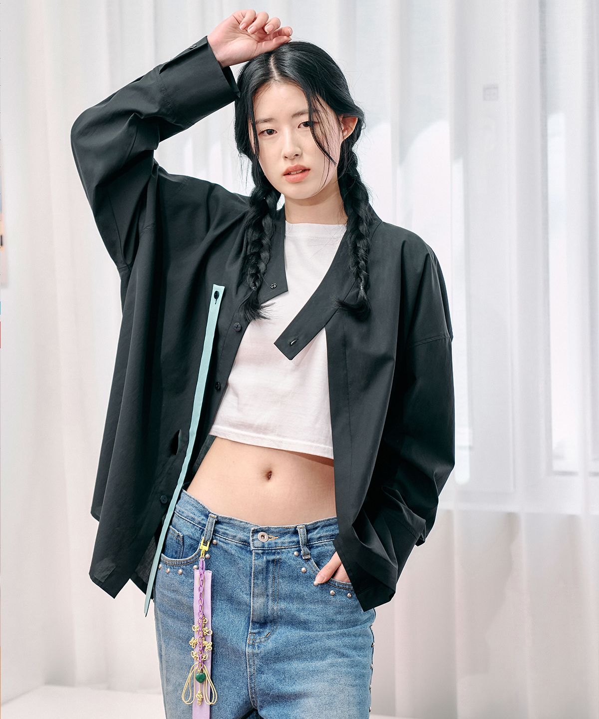 꼬마크(CCOMAQUE) 단추 고름셔츠 RP23A151