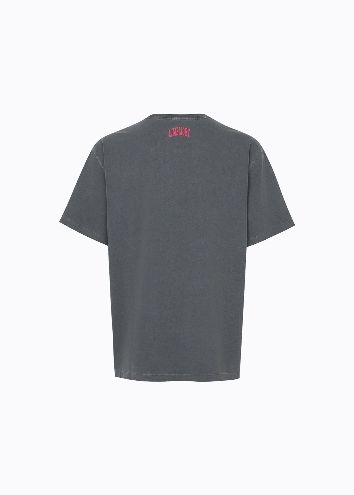 라임라잇 어패럴(LIMELIGHT APPAREL) 어패럴 피그먼트 아치 로고 티셔츠 (차콜/핑크)