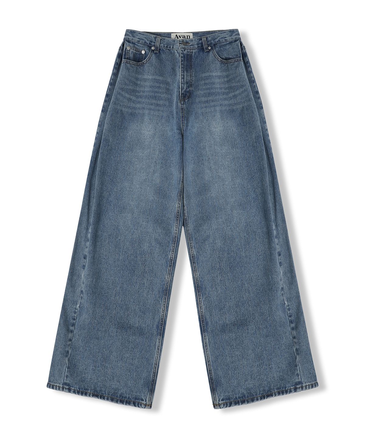 어반드레스(AVANDRESS) Ribbon Incision Wide Denim Pants - 2COL