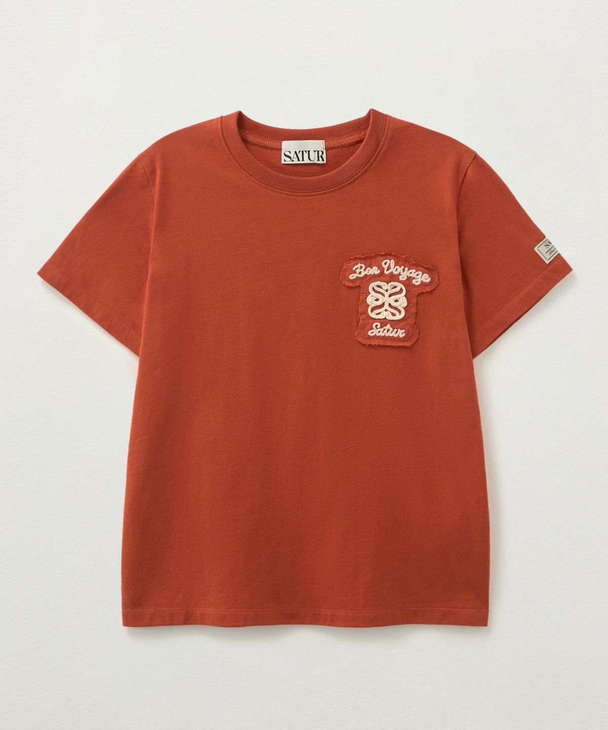 세터(SATUR) 본 보야지 로우컷 아플리케 반팔 티셔츠 브릭 오렌지