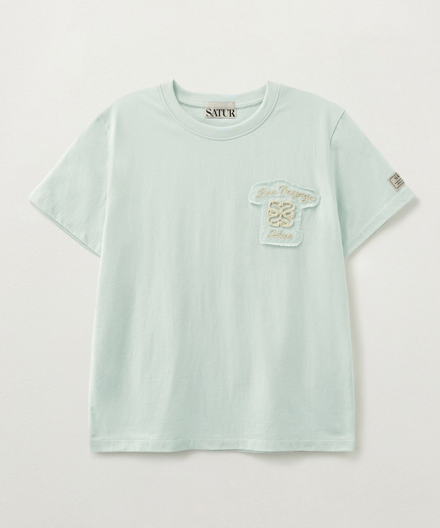 ★SATUR★ Bon Voyage Low Cut Applique Short Sleeve T Shirt MUSINSA | SATUR Bon Voyage Low Cut Applique Short Sleeve T