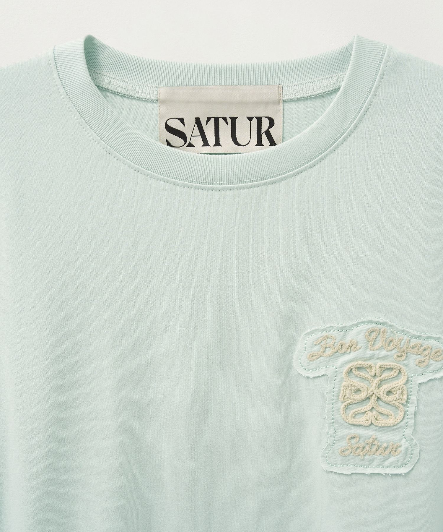 ★SATUR★ Bon Voyage Low Cut Applique Short Sleeve T-Shirt C MUSINSA | SATUR Bon Voyage Low Cut Applique Short Sleeve T