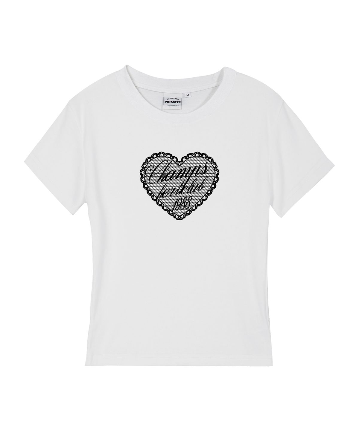 본챔스(BORN CHAMPS) [5 COLORS] B LACY HEART CLUB 여성 슬림핏 반팔티셔츠 B25ST85