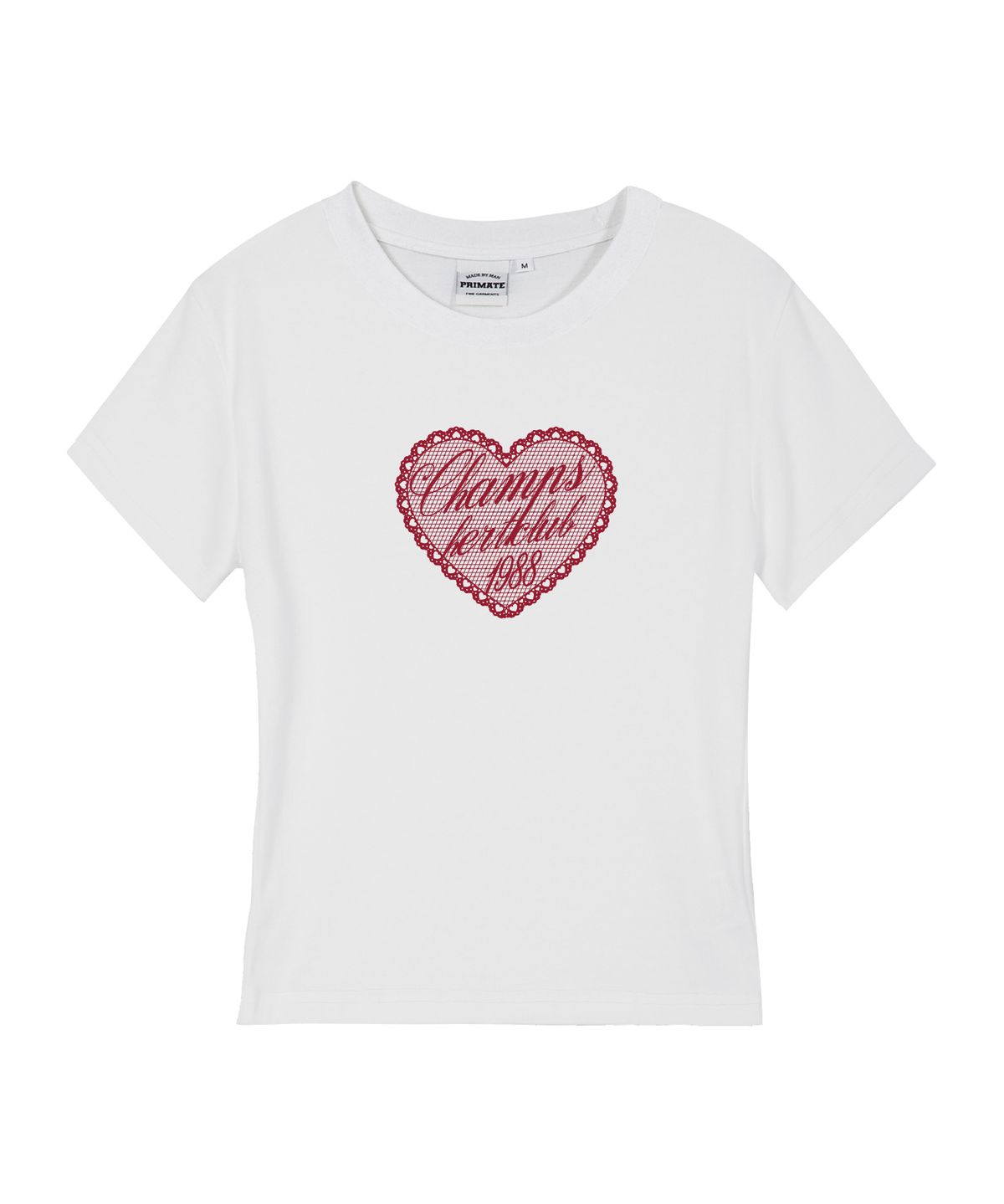 본챔스(BORN CHAMPS) [5 COLORS] B LACY HEART CLUB 여성 슬림핏 반팔티셔츠 B25ST85