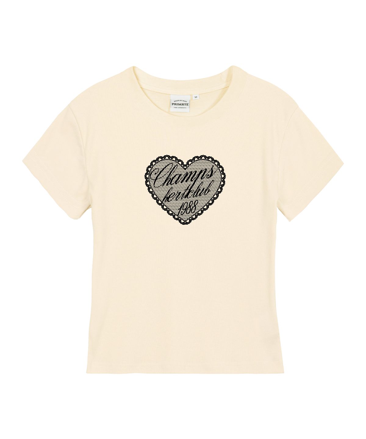 본챔스(BORN CHAMPS) [5 COLORS] B LACY HEART CLUB 여성 슬림핏 반팔티셔츠 B25ST85