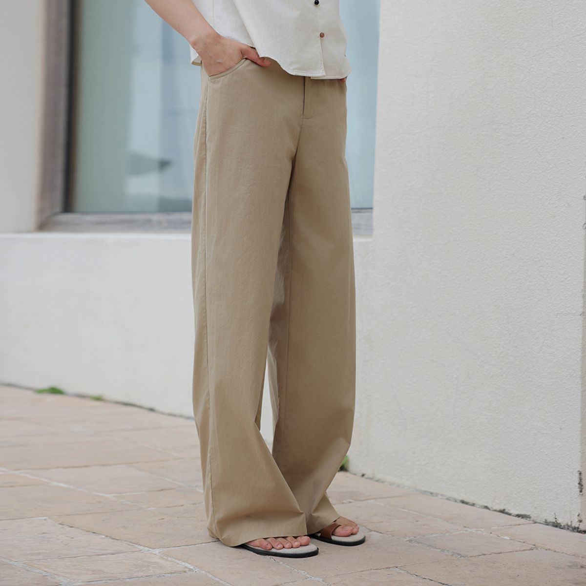 랭썬(LANGSON) LS_High waist straight leg pants