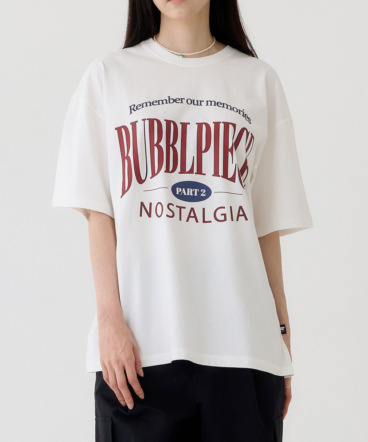 버블피스(BUBBLPIECE) 세컨드 리멤버 피그먼트 티셔츠_화이트