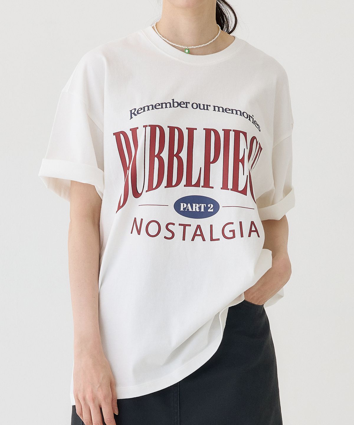 버블피스(BUBBLPIECE) 세컨드 리멤버 피그먼트 티셔츠_화이트