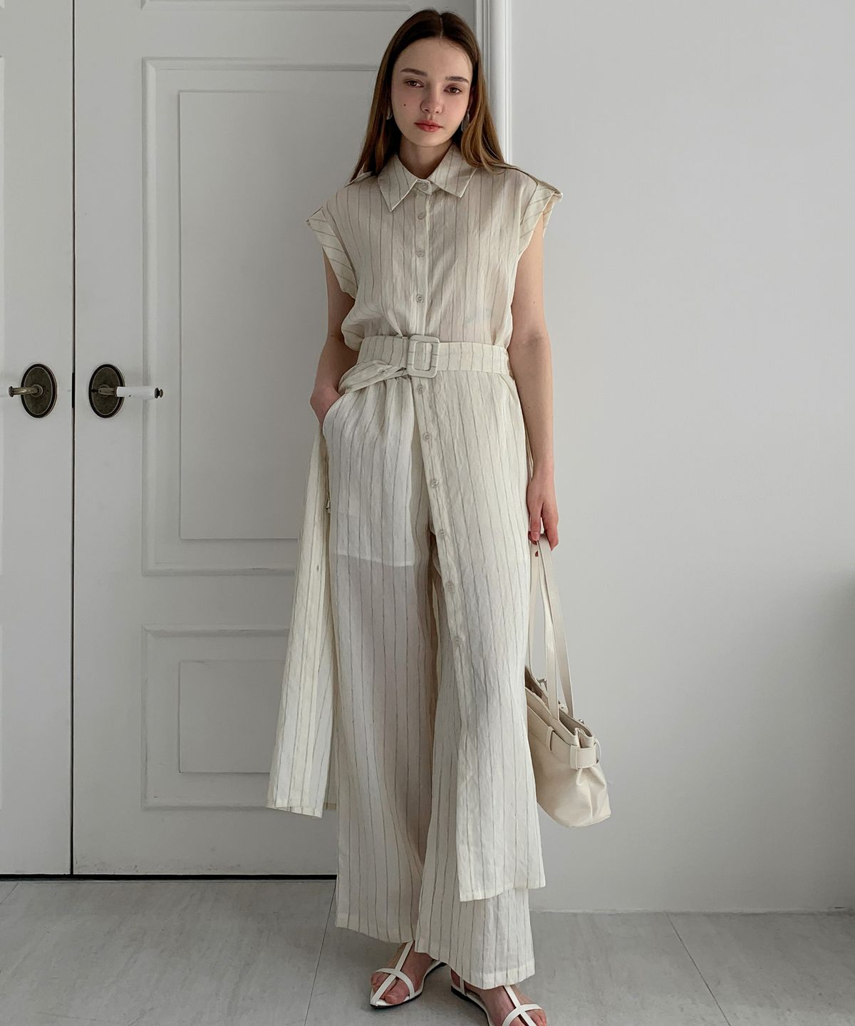 바스카라(VASCARA) Stripe Banding Wide Slacks (2colors)