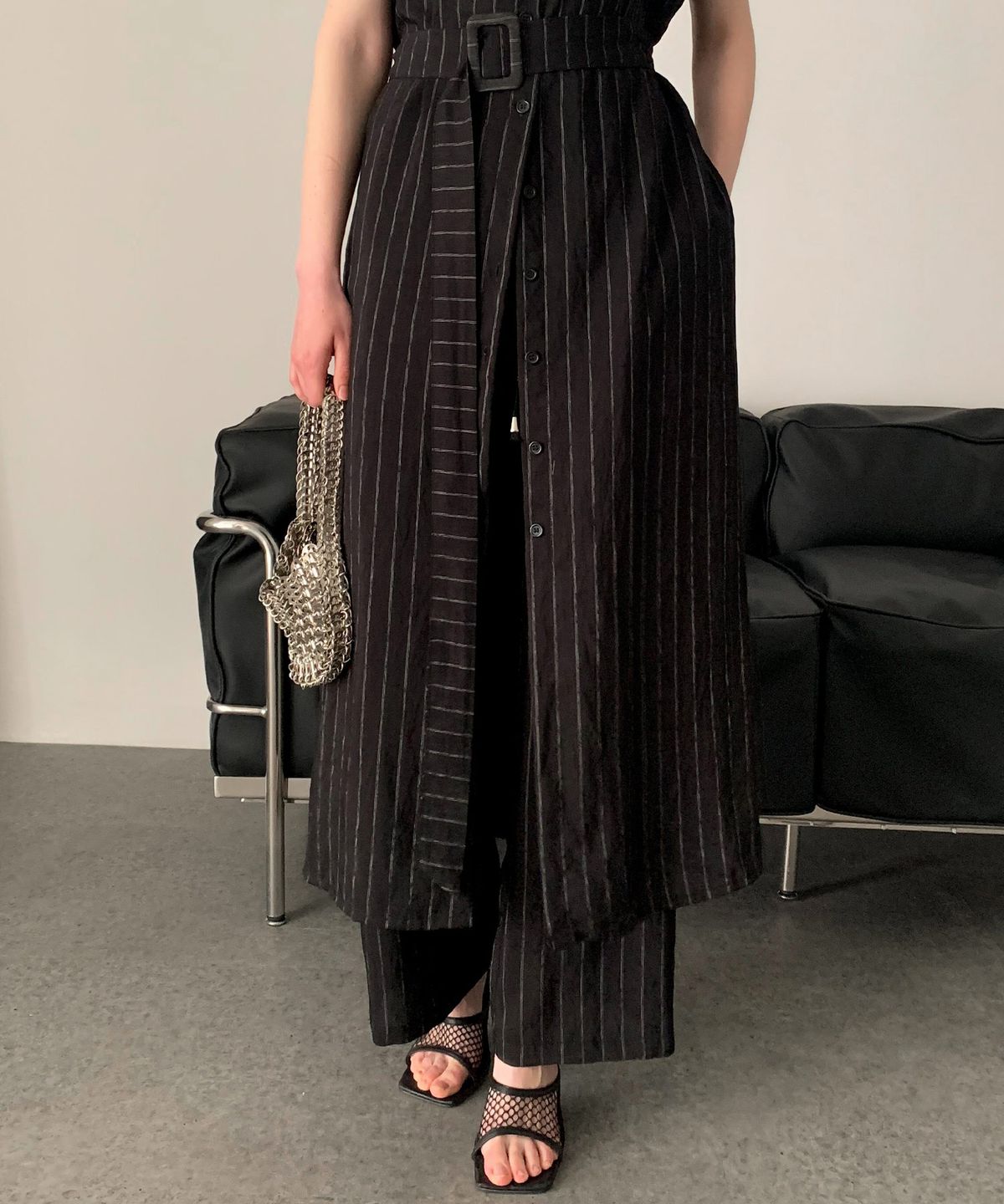 바스카라(VASCARA) Stripe Banding Wide Slacks (2colors)