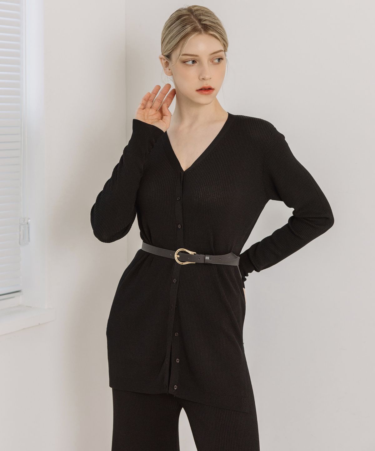 바스카라(VASCARA) [SET] Er V-neck Golgi Cardigan + Banding Pants Set-up (4colors)