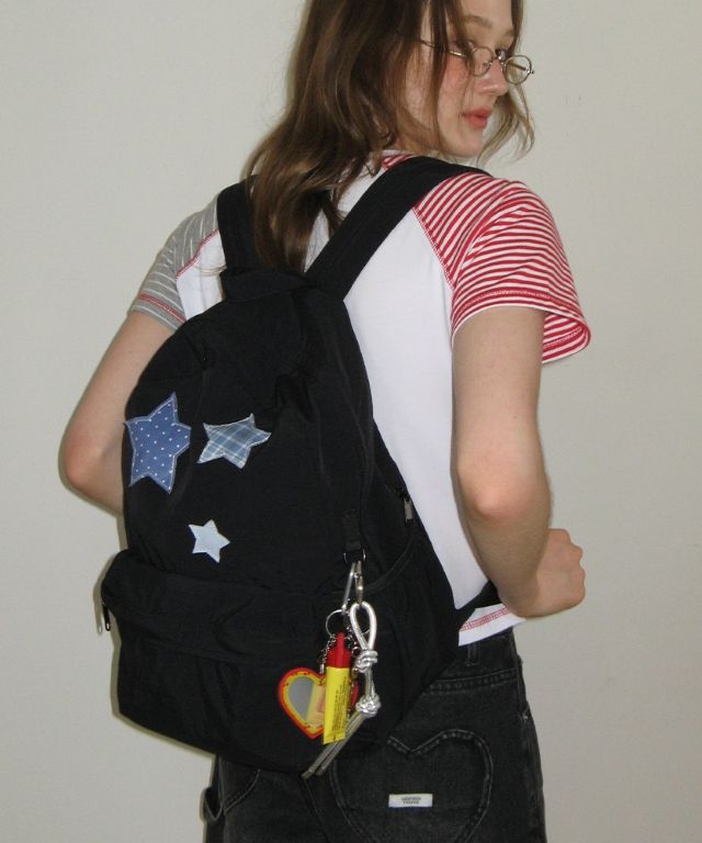 バックパック・リュック RONRON 3 STAR PATCH BACKPACK 5BJH1411 MUSINSA | RONRON 3 STAR PATCH BACKPACK BLACK