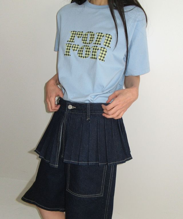 ★ronron★ OFF BALANCE PLEAT LAYERED PANTS BLACK RONRON OFF BALANCE PLEAT LAYERED PANTS