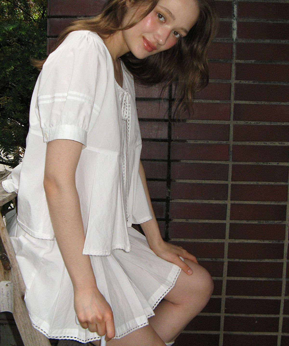 론론(RONRON) BABY PLEATED PANTSKIRT WHITE