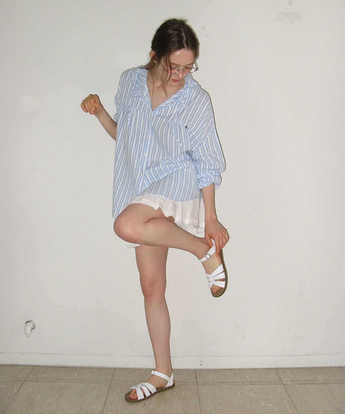 론론(RONRON) BABY PLEATED PANTSKIRT WHITE