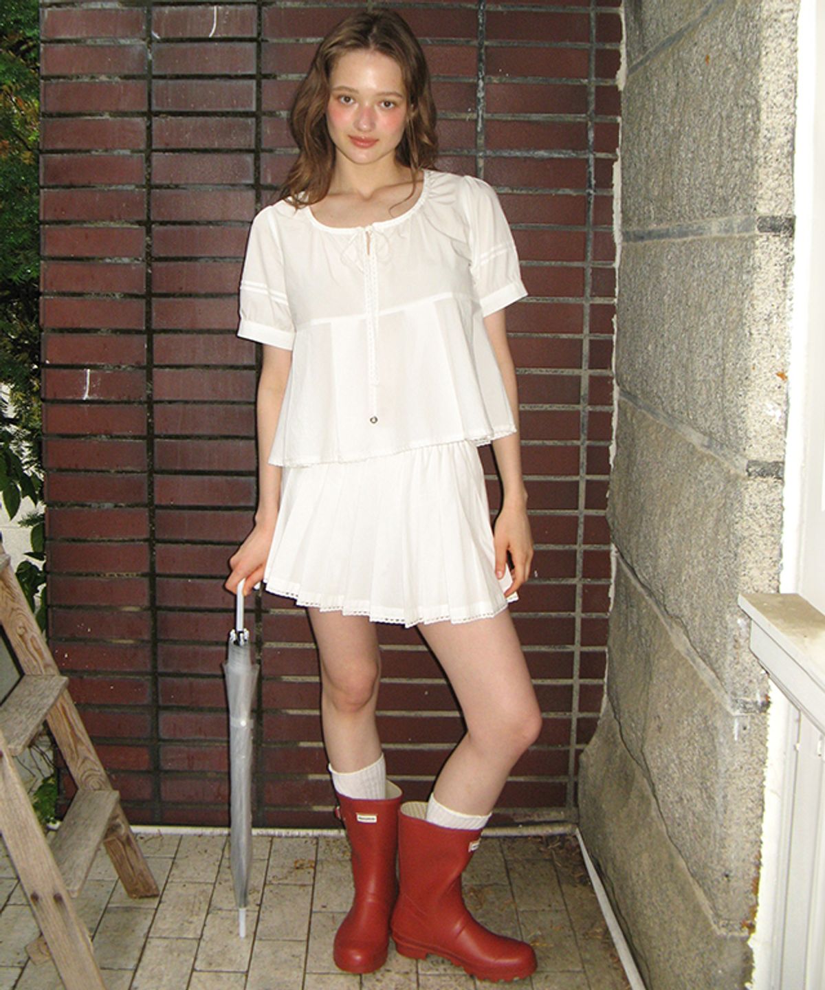 론론(RONRON) BABY PLEATED PANTSKIRT WHITE