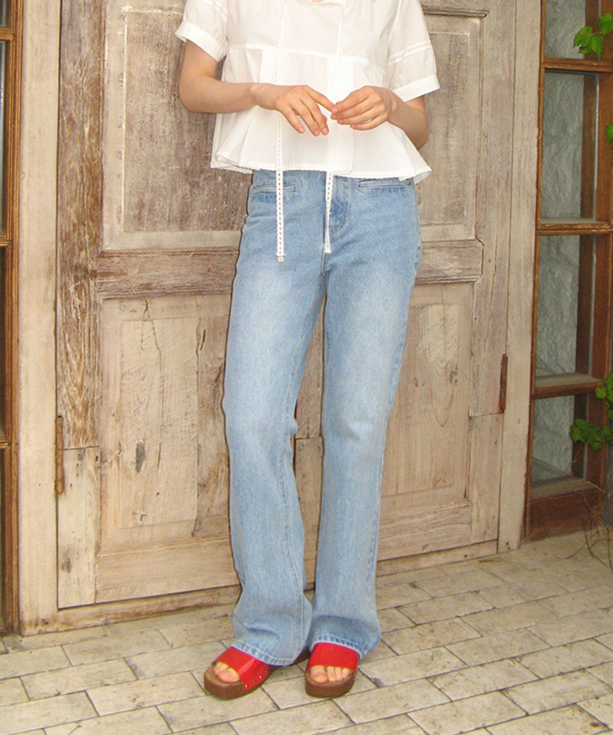 론론(RONRON) WELT POCKET BOOTSCUT DENIM PANTS MEDIUM BLUE