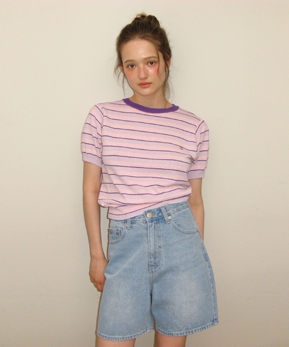 론론(RONRON) STAR POCKET DENIM SHORTS PANTS LIGHT BLUE