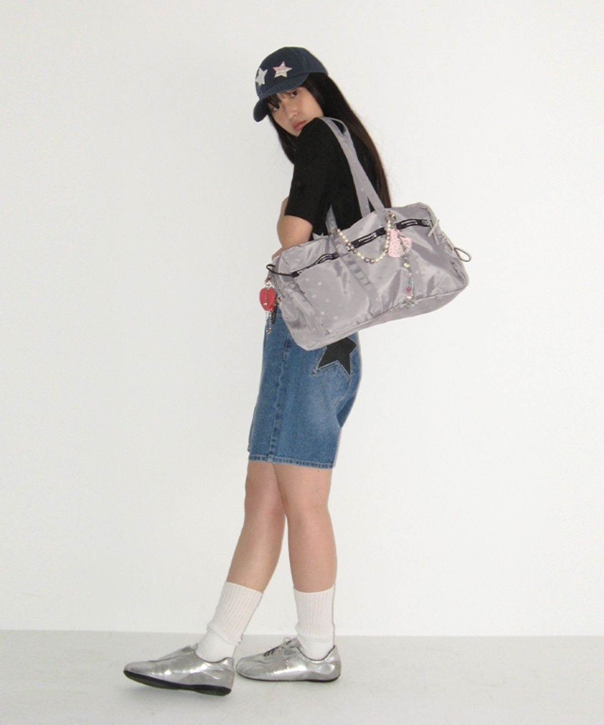 론론(RONRON) STAR POCKET DENIM SHORTS PANTS MEDIUM BLUE