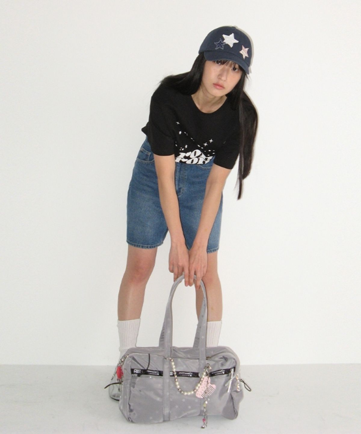 론론(RONRON) STAR POCKET DENIM SHORTS PANTS MEDIUM BLUE