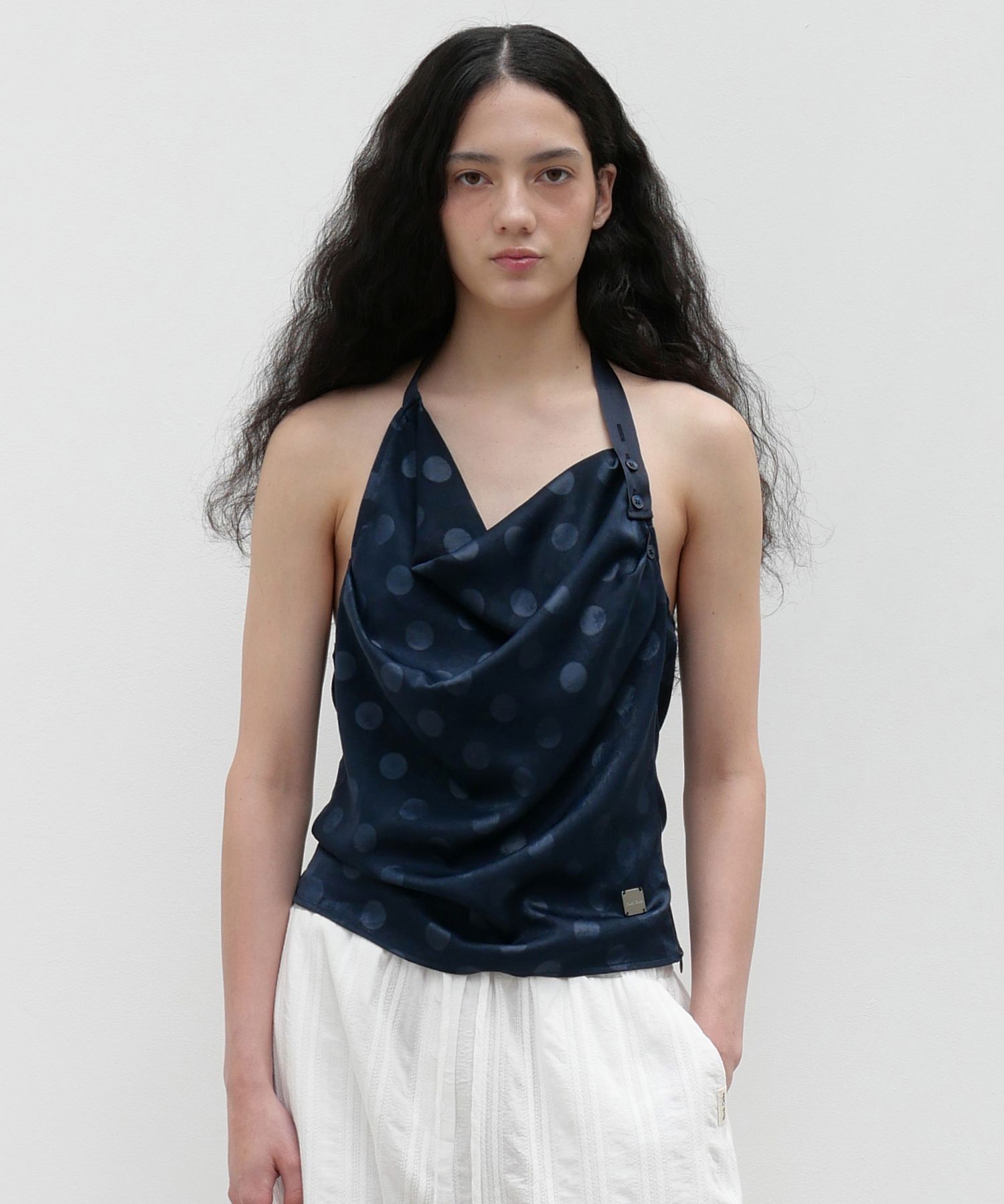MUSINSA | ROCKCAKE Sheer Dot Sleeveless - Navy