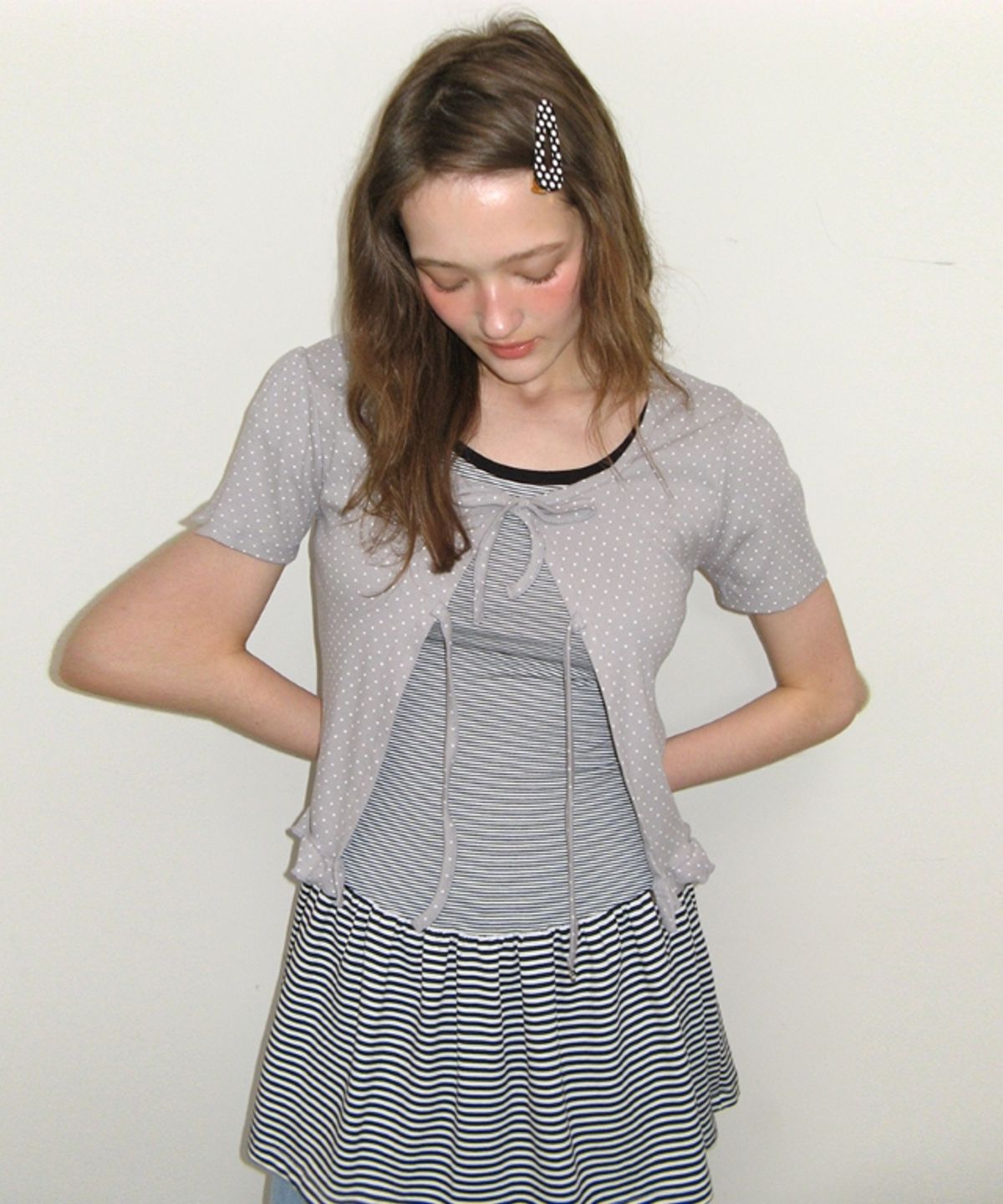론론(RONRON) MULTI LAYERED T SHIRT DRESS BLACK STRIPE