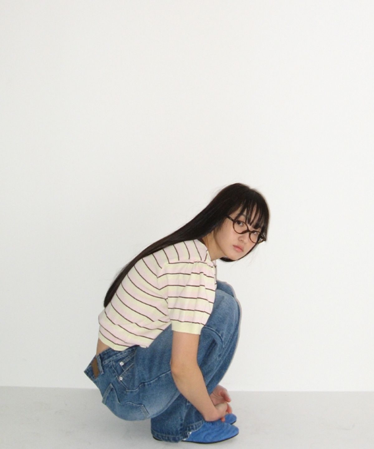 론론(RONRON) STRIPE PUFF KNIT YELLOW BROWN