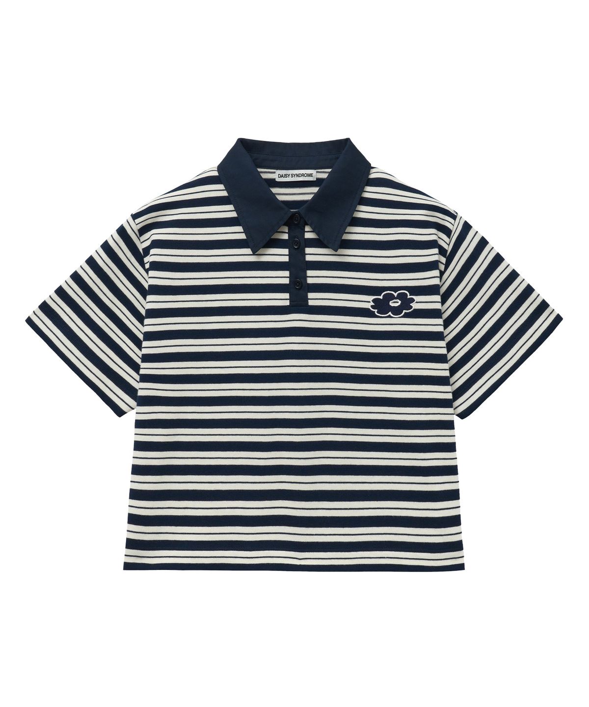 데이지신드롬(DAISY SYNDROME) ESSENTIAL STRIPE COLLAR TEE navy