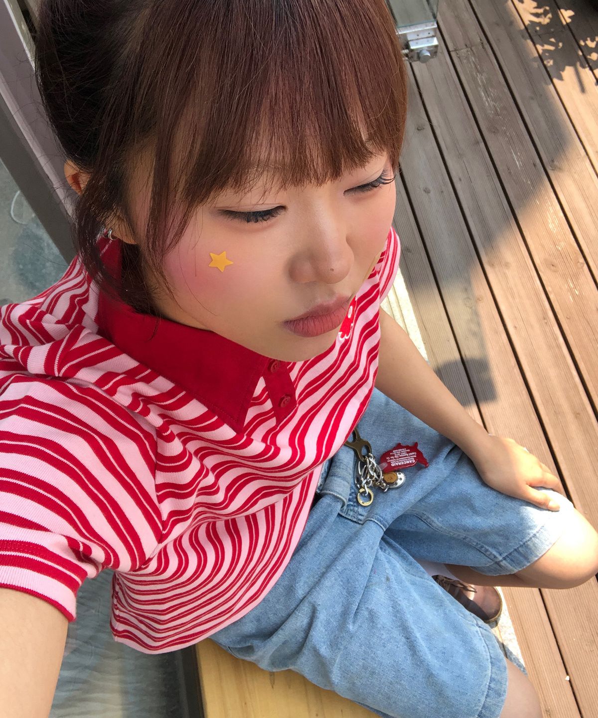 데이지신드롬(DAISY SYNDROME) ESSENTIAL STRIPE COLLAR TEE pink