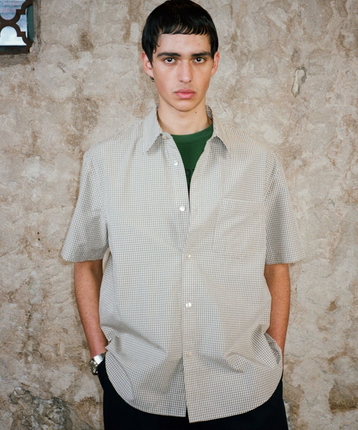 셔터(SHIRTER) STEIN HALF SHIRT (CHECK BEIGE)