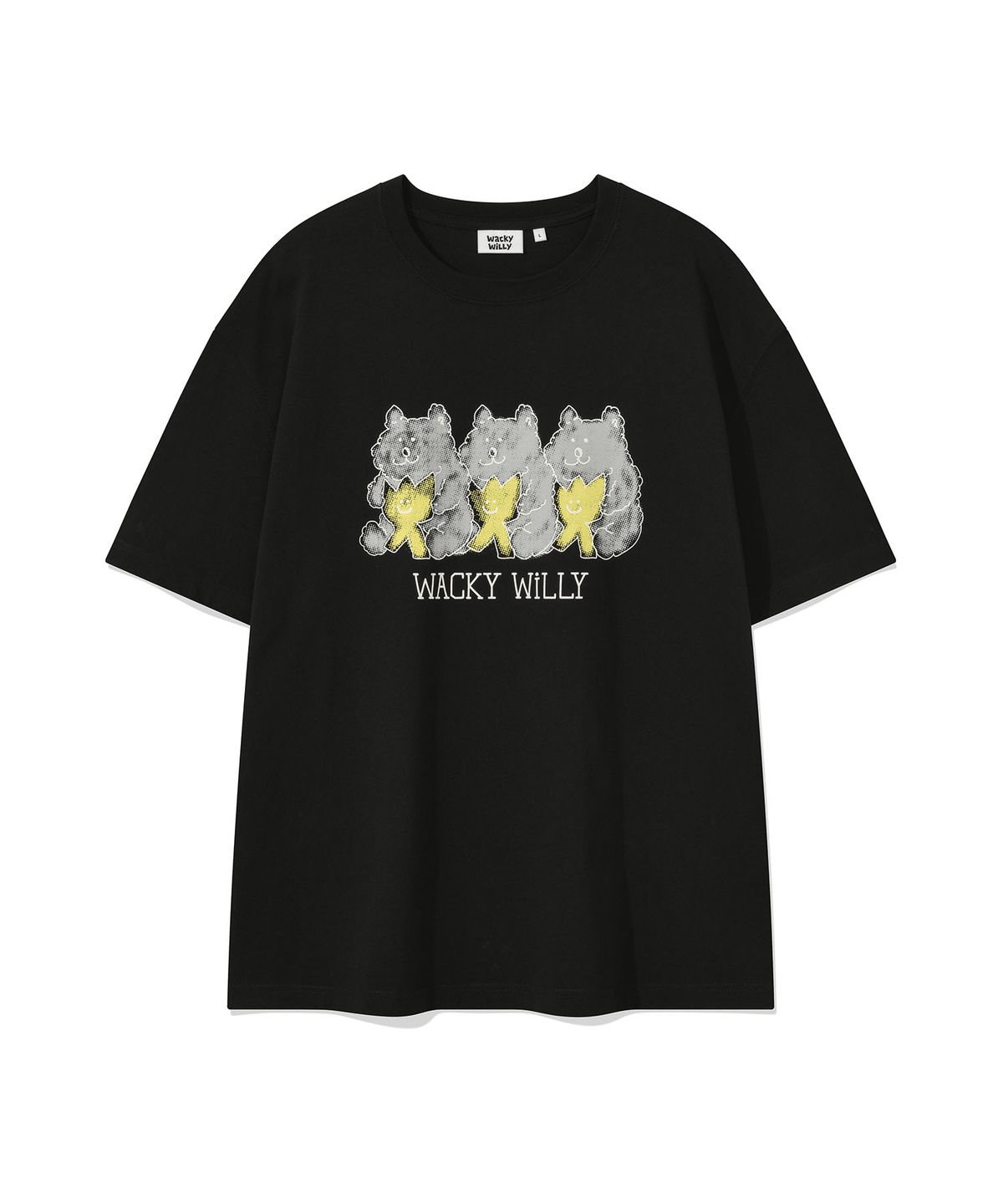 와키윌리(WACKY WILLY) 베어 프린트 반팔 티셔츠 블랙