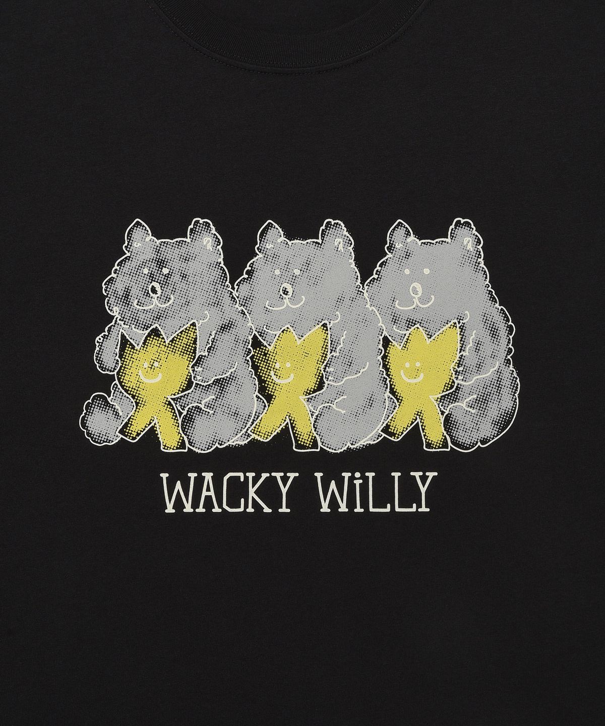 와키윌리(WACKY WILLY) 베어 프린트 반팔 티셔츠 블랙