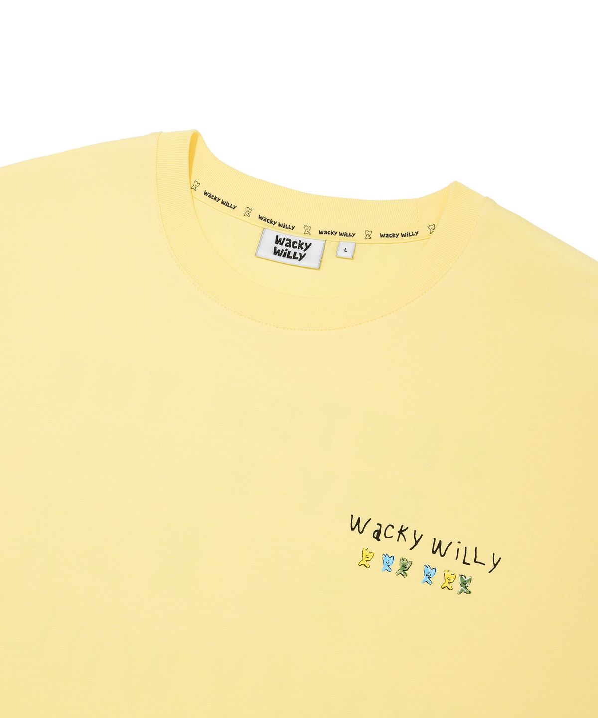 와키윌리(WACKY WILLY) 키키 타이포 그래픽 반팔 티셔츠 옐로우