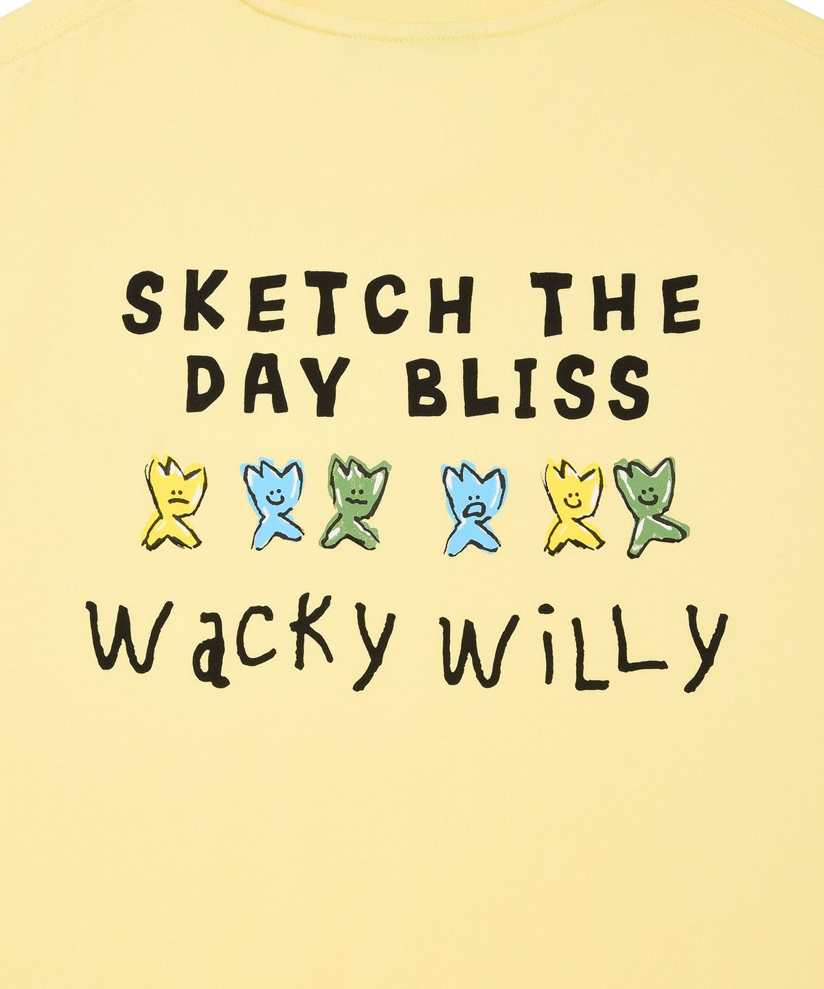 와키윌리(WACKY WILLY) 키키 타이포 그래픽 반팔 티셔츠 옐로우
