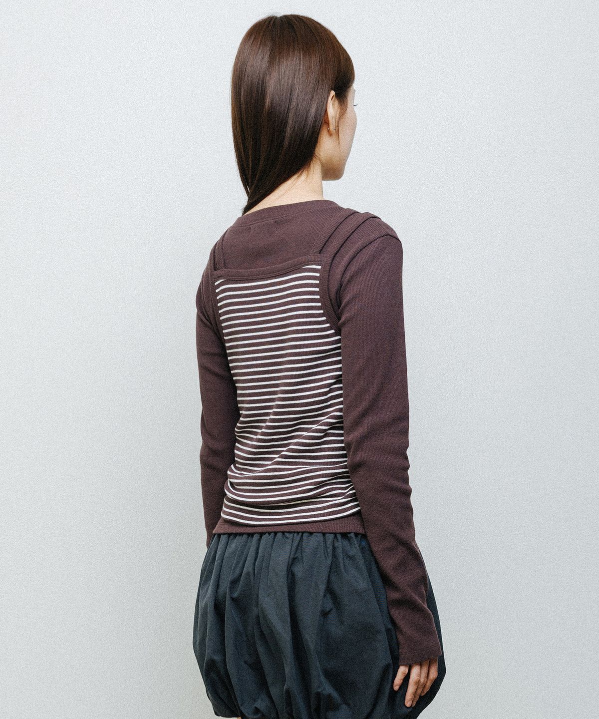 데이지신드롬(DAISY SYNDROME) STRAP RIBBED SLEEVELESS brown